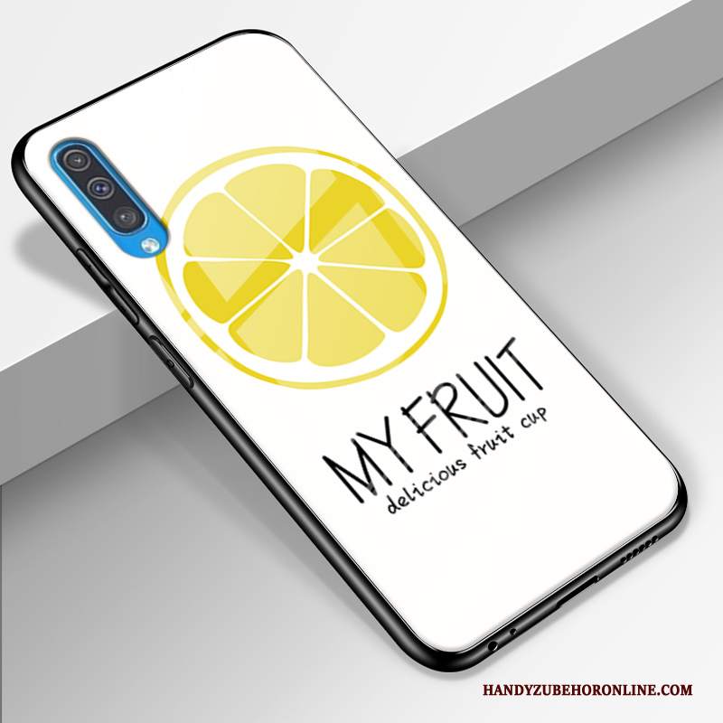 Custodia Samsung Galaxy A50 Cartone Animato Telefono Bello, Cover Samsung Galaxy A50 Silicone Giallo Vetro