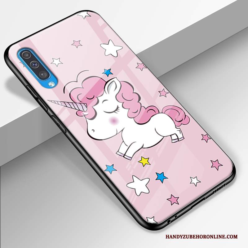 Custodia Samsung Galaxy A50 Cartone Animato Telefono Bello, Cover Samsung Galaxy A50 Silicone Giallo Vetro