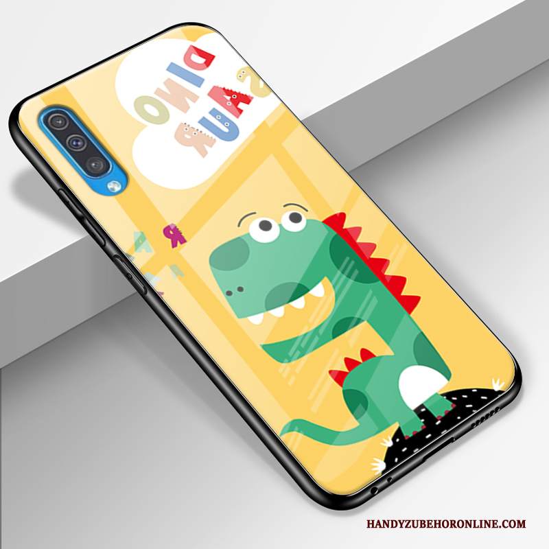 Custodia Samsung Galaxy A50 Cartone Animato Telefono Bello, Cover Samsung Galaxy A50 Silicone Giallo Vetro