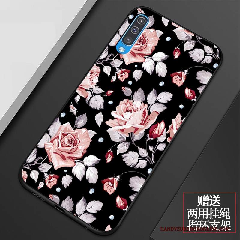 Custodia Samsung Galaxy A50 Vintage Fiori Arte, Cover Samsung Galaxy A50 Silicone Telefono Piccola
