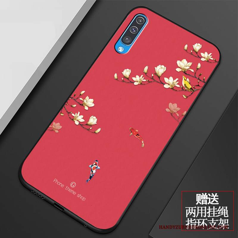 Custodia Samsung Galaxy A50 Vintage Fiori Arte, Cover Samsung Galaxy A50 Silicone Telefono Piccola