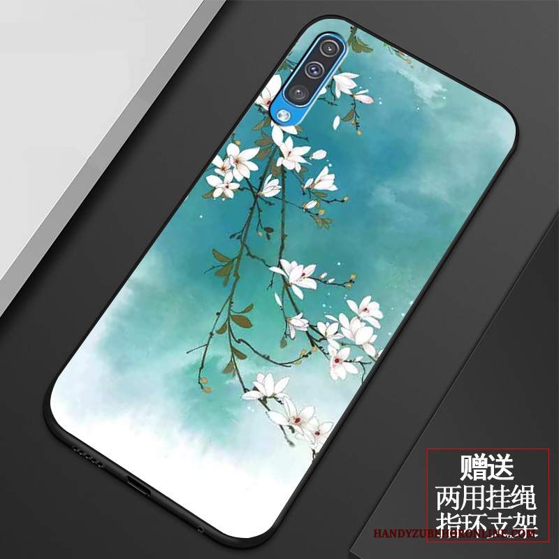 Custodia Samsung Galaxy A50 Vintage Fiori Arte, Cover Samsung Galaxy A50 Silicone Telefono Piccola