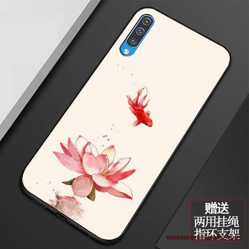 Custodia Samsung Galaxy A50 Vintage Fiori Arte, Cover Samsung Galaxy A50 Silicone Telefono Piccola