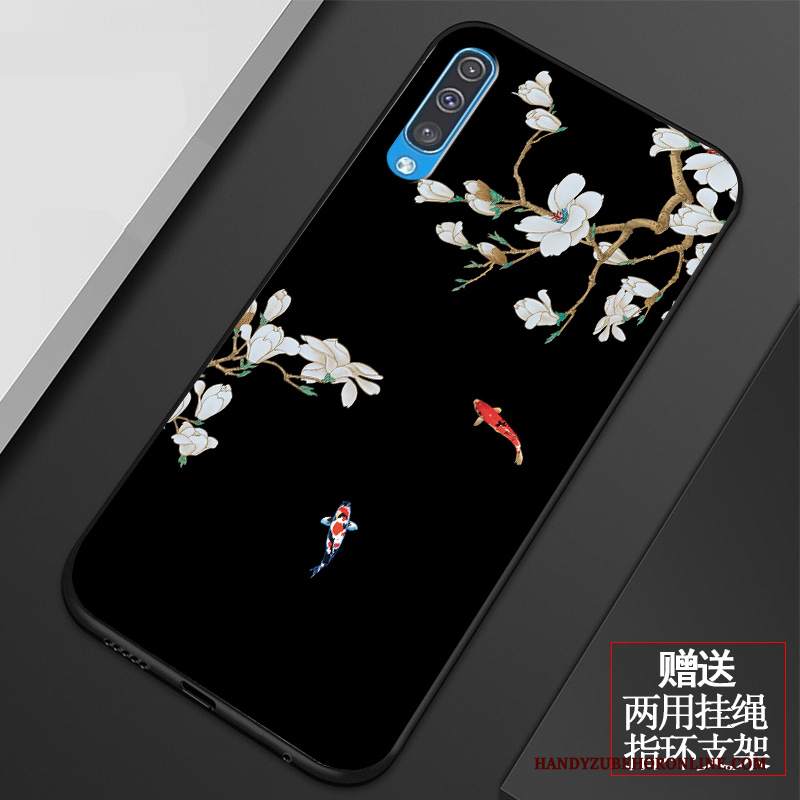 Custodia Samsung Galaxy A50 Vintage Fiori Arte, Cover Samsung Galaxy A50 Silicone Telefono Piccola