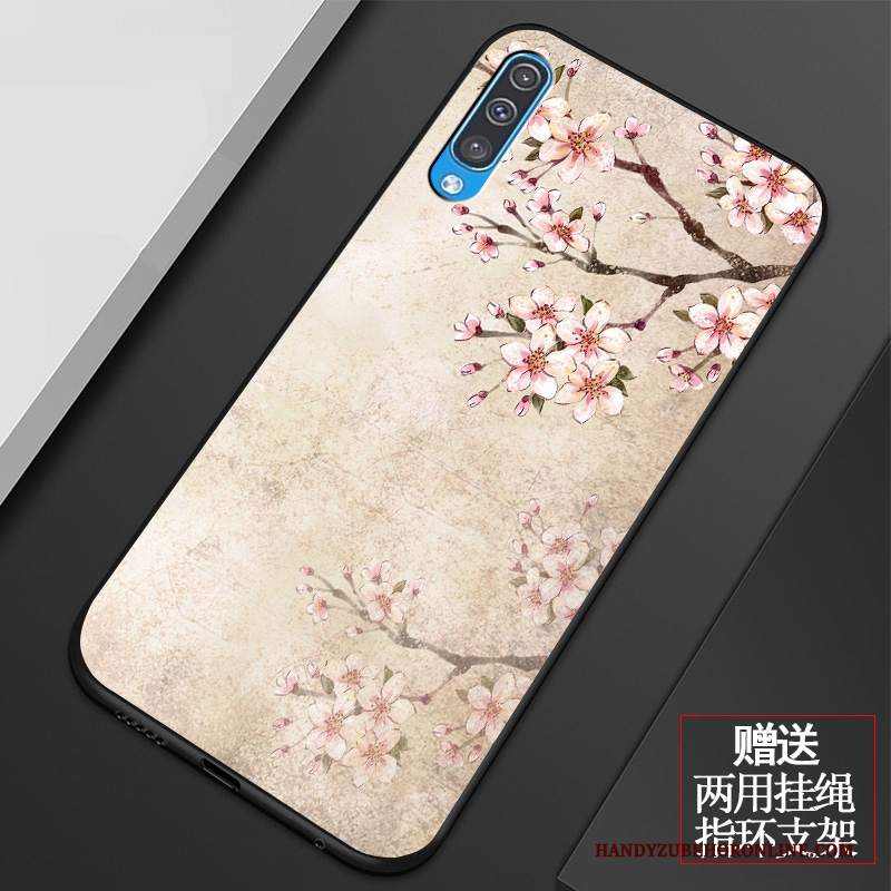 Custodia Samsung Galaxy A50 Vintage Fiori Arte, Cover Samsung Galaxy A50 Silicone Telefono Piccola