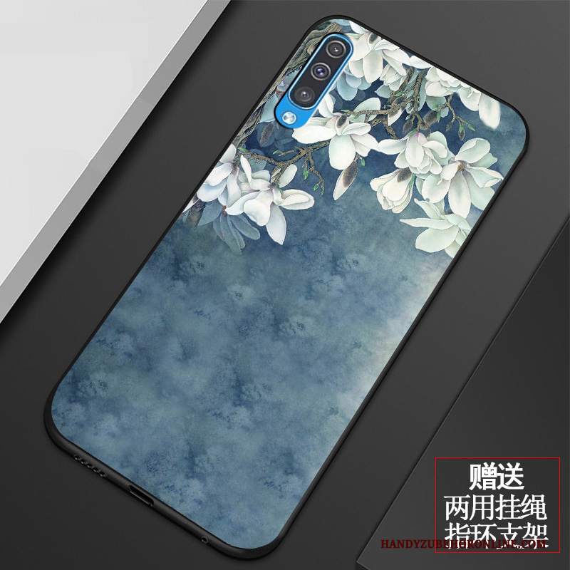 Custodia Samsung Galaxy A50 Vintage Fiori Arte, Cover Samsung Galaxy A50 Silicone Telefono Piccola