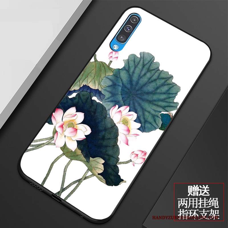 Custodia Samsung Galaxy A50 Vintage Fiori Arte, Cover Samsung Galaxy A50 Silicone Telefono Piccola