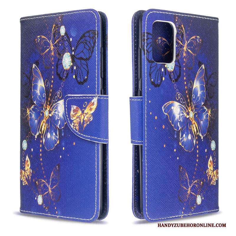 Custodia Samsung Galaxy A51 Pelle Supporto Blu, Cover Samsung Galaxy A51 Colore Telefono