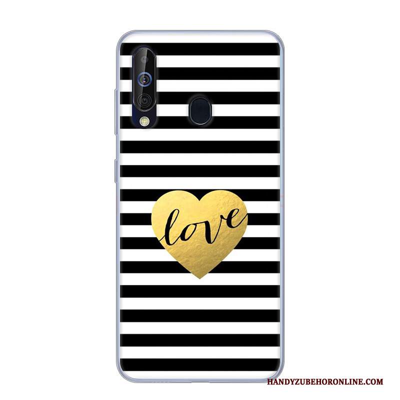 Custodia Samsung Galaxy A60 Cartone Animato Rosa Anti-caduta, Cover Samsung Galaxy A60 Silicone Biancotelefono