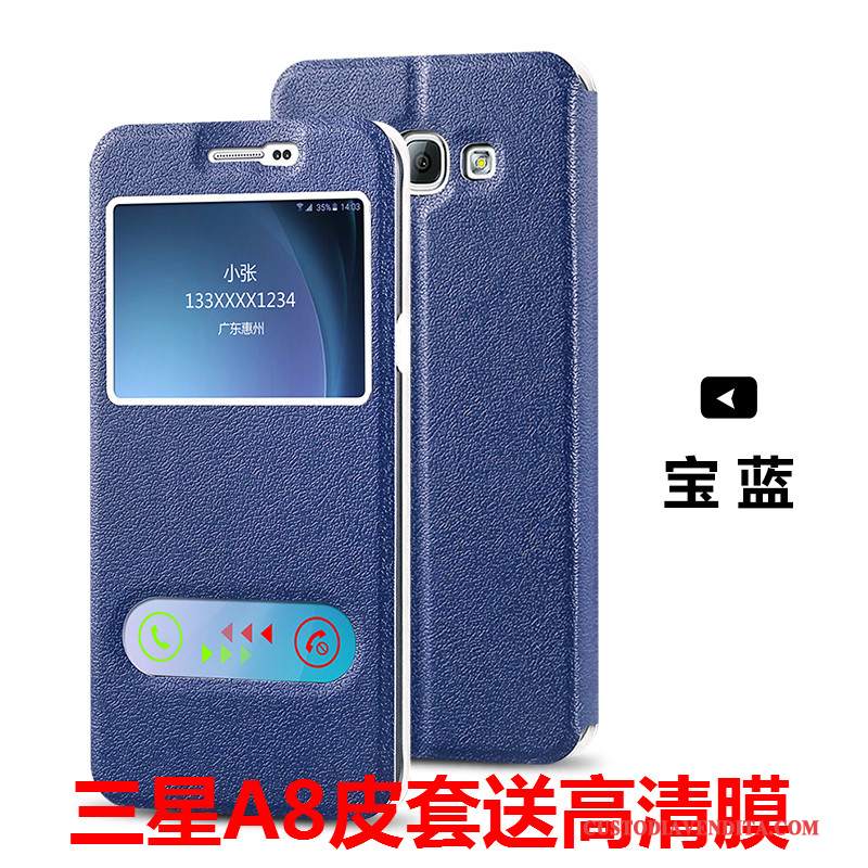 Custodia Samsung Galaxy A7 2015 Pelle Nero Super, Cover Samsung Galaxy A7 2015 Folio Anti-caduta Sottili