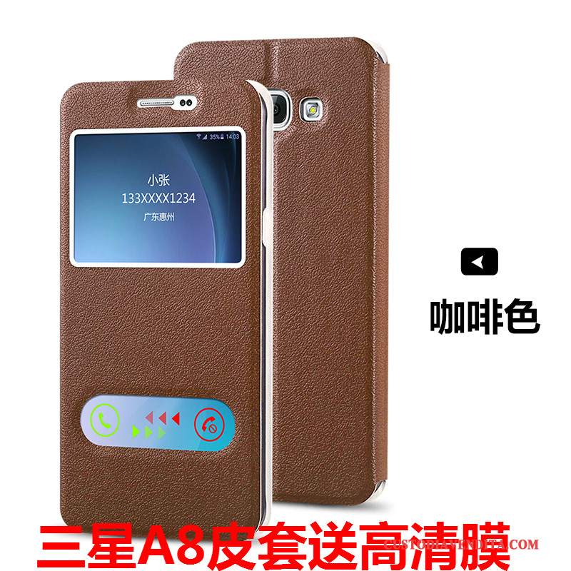 Custodia Samsung Galaxy A7 2015 Pelle Nero Super, Cover Samsung Galaxy A7 2015 Folio Anti-caduta Sottili