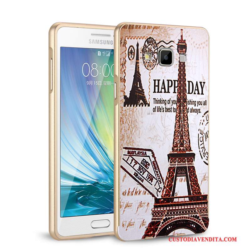 Custodia Samsung Galaxy A7 2015 Protezione Telaio Verde, Cover Samsung Galaxy A7 2015 Telefono Metallo