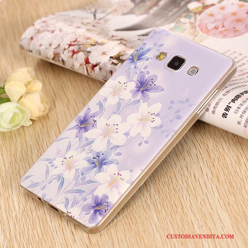 Custodia Samsung Galaxy A7 2015 Silicone Telaio Porpora, Cover Samsung Galaxy A7 2015 Protezione Morbido Tendenza
