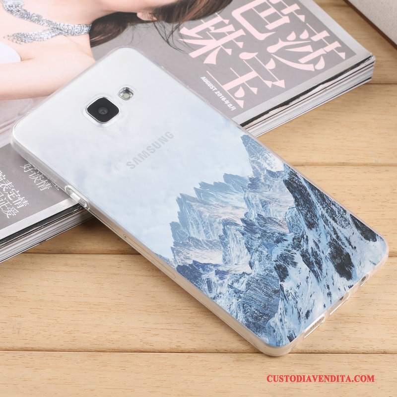 Custodia Samsung Galaxy A7 2016 Silicone Macchiatitelefono, Cover Samsung Galaxy A7 2016 Protezione Morbido Blu
