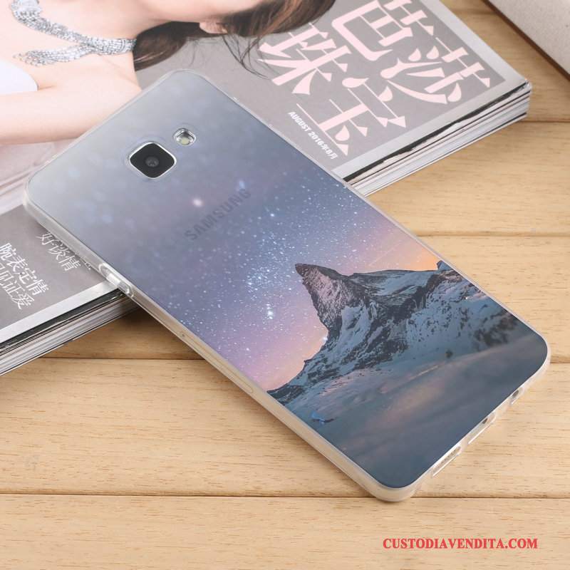 Custodia Samsung Galaxy A7 2016 Silicone Macchiatitelefono, Cover Samsung Galaxy A7 2016 Protezione Morbido Blu
