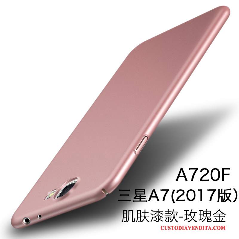 Custodia Samsung Galaxy A7 2017 Protezione Telefono Difficile, Cover Samsung Galaxy A7 2017 Oro Pellicola Protettiva