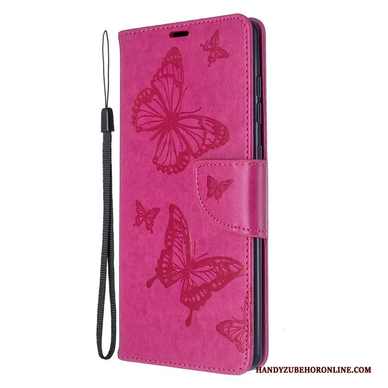 Custodia Samsung Galaxy A71 Pelle Anti-caduta Porpora, Cover Samsung Galaxy A71 Protezione Tutto Incluso Farfalla