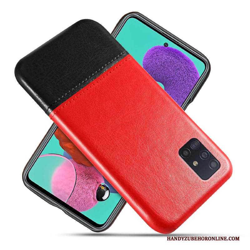 Custodia Samsung Galaxy A71 Pelle Telefono Affari, Cover Samsung Galaxy A71 Protezione Nero Sottile