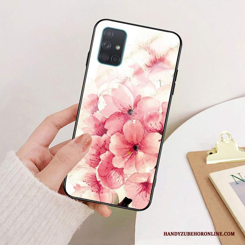 Custodia Samsung Galaxy A71 Silicone Vetro Di Personalità, Cover Samsung Galaxy A71 Protezione Rossotelefono