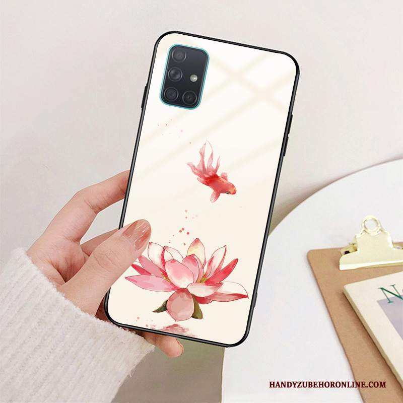 Custodia Samsung Galaxy A71 Silicone Vetro Di Personalità, Cover Samsung Galaxy A71 Protezione Rossotelefono
