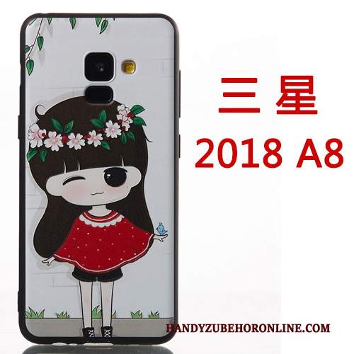 Custodia Samsung Galaxy A8 2018 Silicone Ornamenti Appesi Di Personalità, Cover Samsung Galaxy A8 2018 Creativo Rossotelefono