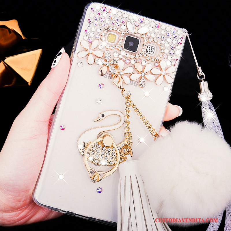 Custodia Samsung Galaxy A8 Strass Macchiati Difficile, Cover Samsung Galaxy A8 Morbido Rosa