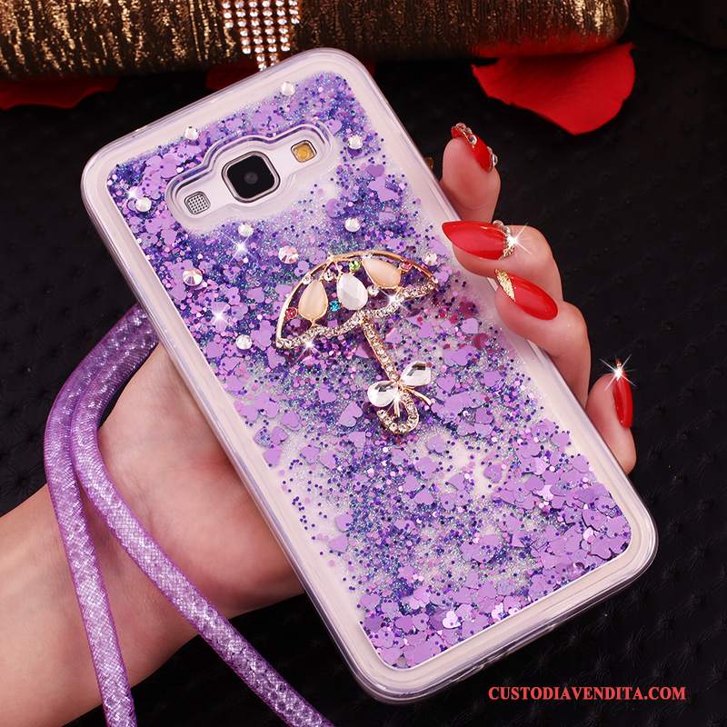 Custodia Samsung Galaxy A8 Strass Morbido Rosa, Cover Samsung Galaxy A8 Ornamenti Appesitelefono