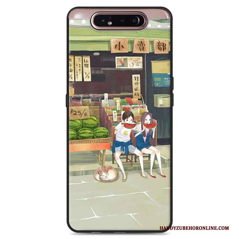 Custodia Samsung Galaxy A80 Silicone Ornamenti Appesi Vento, Cover Samsung Galaxy A80 Fresco Verde