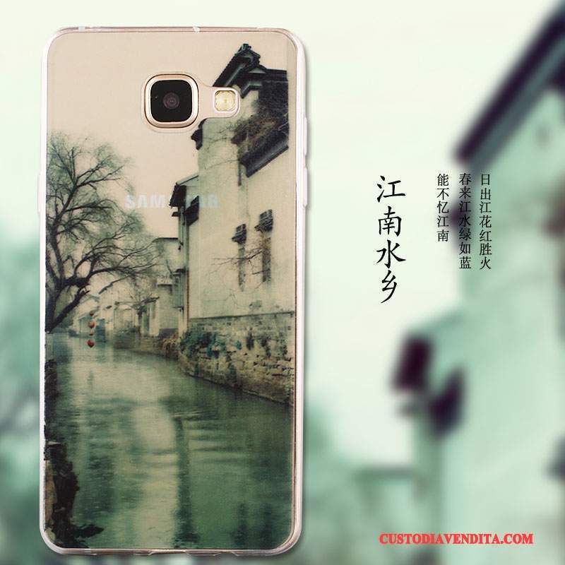 Custodia Samsung Galaxy A9 Protezione Anti-caduta Maglia, Cover Samsung Galaxy A9 Verde Macchiati