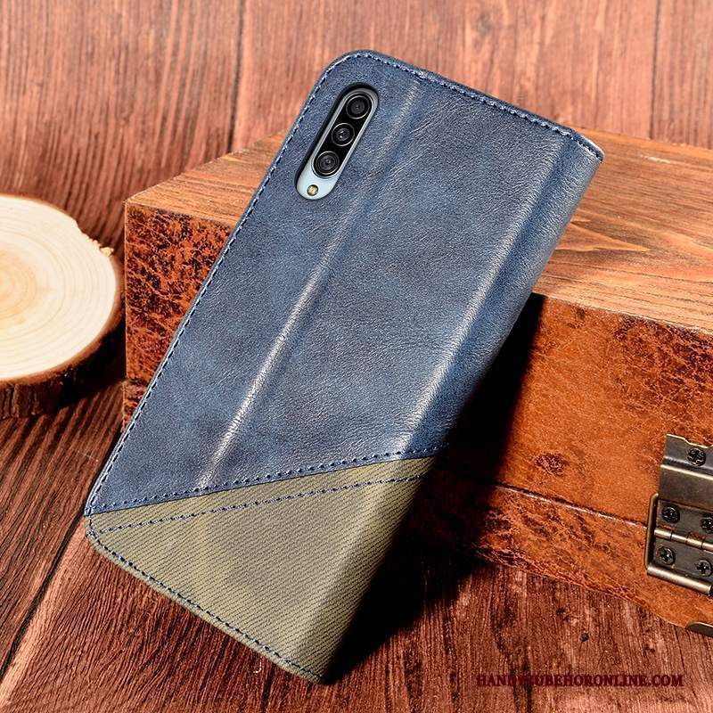 Custodia Samsung Galaxy A90 5g Pelle Supporto Blu, Cover Samsung Galaxy A90 5g Folio Carta Nuovo