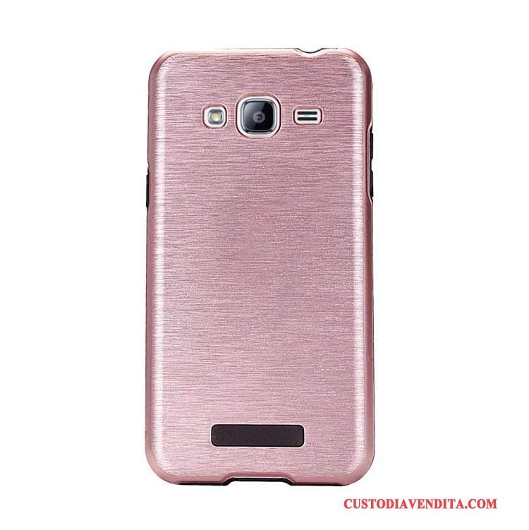 Custodia Samsung Galaxy J3 2015 Creativo Semplici Porpora, Cover Samsung Galaxy J3 2015 Protezione Di Personalità Seta