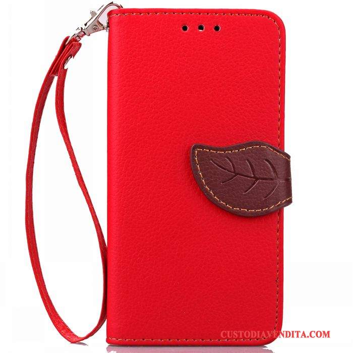 Custodia Samsung Galaxy J7 2016 Folio Anti-cadutatelefono, Cover Samsung Galaxy J7 2016 Pelle Rosso Semplici