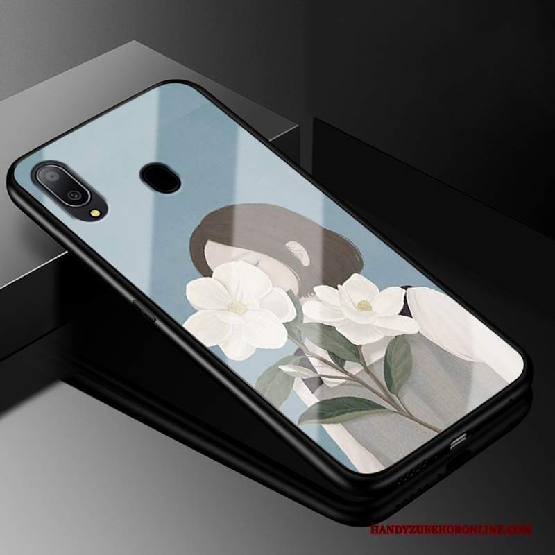 Custodia Samsung Galaxy M20 Vintage Difficile Morbido, Cover Samsung Galaxy M20 Protezione Verde Vetro