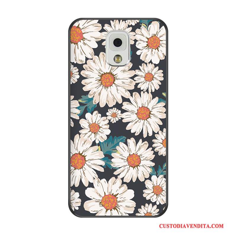 Custodia Samsung Galaxy Note 3 Goffratura Bianco Nero, Cover Samsung Galaxy Note 3 Protezione Telefono Morbido