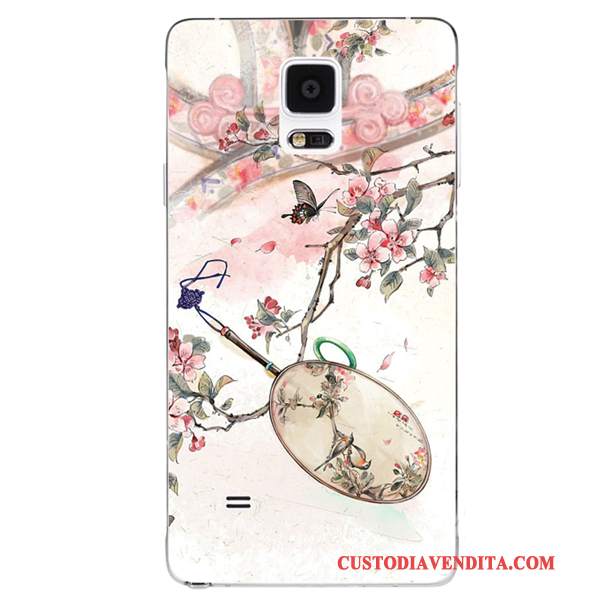 Custodia Samsung Galaxy Note 4 Silicone Ornamenti Appesi Morbido, Cover Samsung Galaxy Note 4 Fiori Stile Cinese Porpora