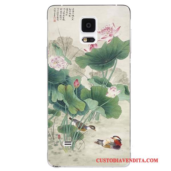 Custodia Samsung Galaxy Note 4 Silicone Ornamenti Appesi Morbido, Cover Samsung Galaxy Note 4 Fiori Stile Cinese Porpora