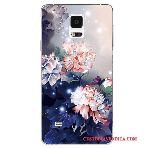 Custodia Samsung Galaxy Note 4 Silicone Ornamenti Appesi Morbido, Cover Samsung Galaxy Note 4 Fiori Stile Cinese Porpora