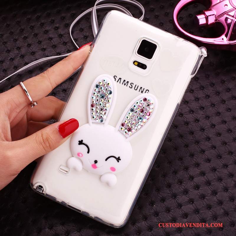 Custodia Samsung Galaxy Note 4 Silicone Porporatelefono, Cover Samsung Galaxy Note 4 Strass Coniglio Palla Di Pelo