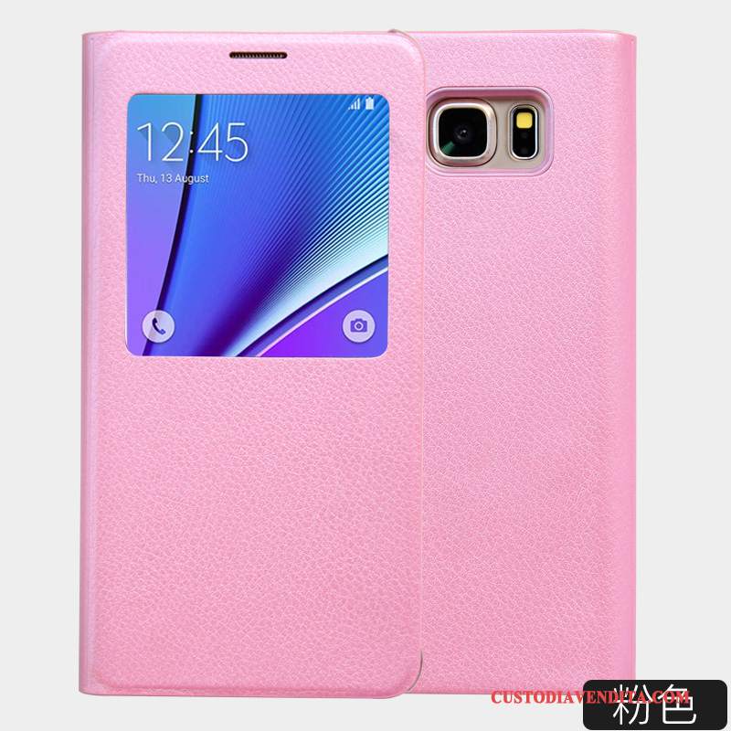 Custodia Samsung Galaxy Note 5 Folio Dormienza Bianco, Cover Samsung Galaxy Note 5 Pelle Nuovotelefono
