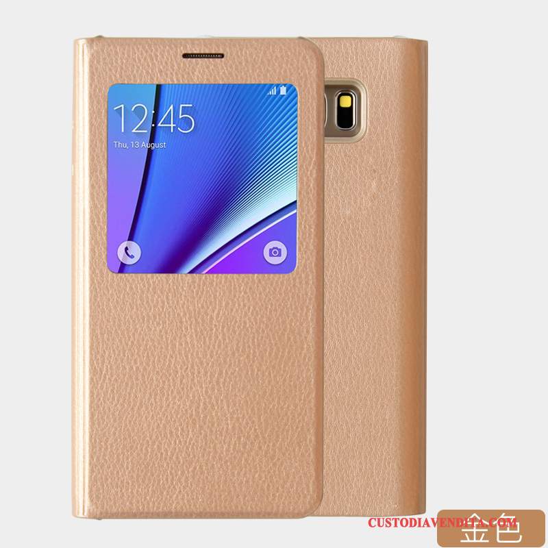 Custodia Samsung Galaxy Note 5 Folio Dormienza Bianco, Cover Samsung Galaxy Note 5 Pelle Nuovotelefono