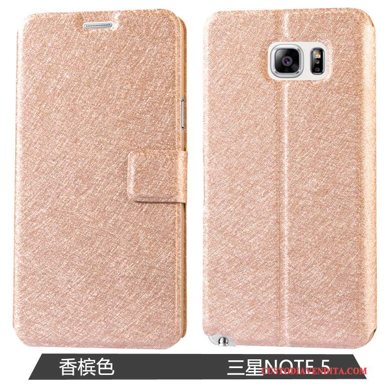 Custodia Samsung Galaxy Note 5 Pelle Telefono Cachi, Cover Samsung Galaxy Note 5 Protezione Sottile Anti-caduta