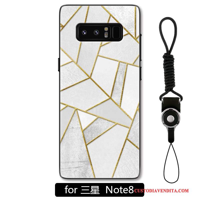 Custodia Samsung Galaxy Note 8 Goffratura Ornamenti Appesi Difficile, Cover Samsung Galaxy Note 8 Protezione Bianco Geometria