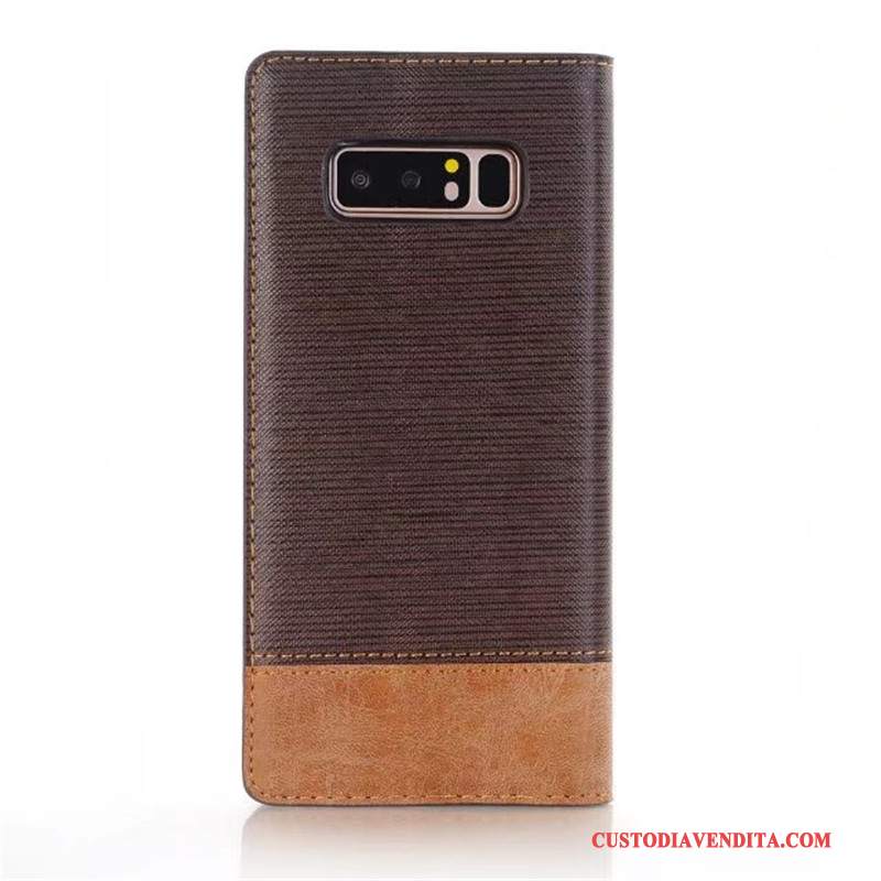 Custodia Samsung Galaxy Note 8 Pelle Automaticamente Blu Scuro, Cover Samsung Galaxy Note 8 Protezione Bicolore