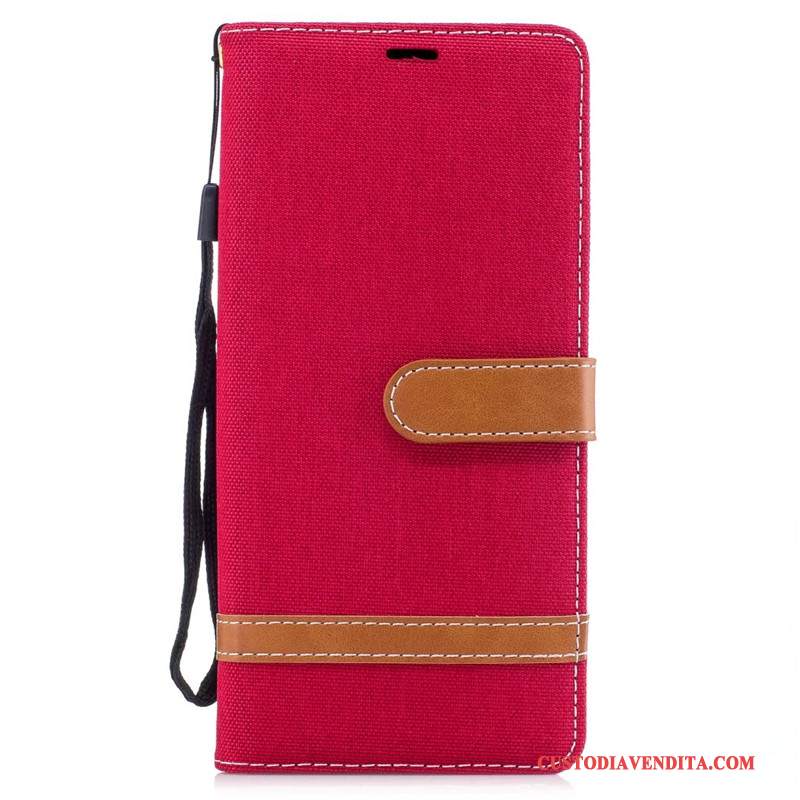 Custodia Samsung Galaxy Note 8 Protezione Denim Tutto Incluso, Cover Samsung Galaxy Note 8 Portafoglio Tendenza Rosso