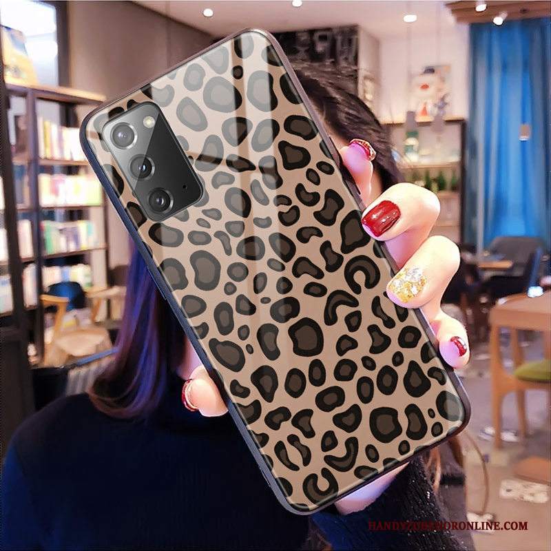 Custodia Samsung Galaxy Note20 Telefono Rosa, Cover Samsung Galaxy Note20 Vetro Leopardate