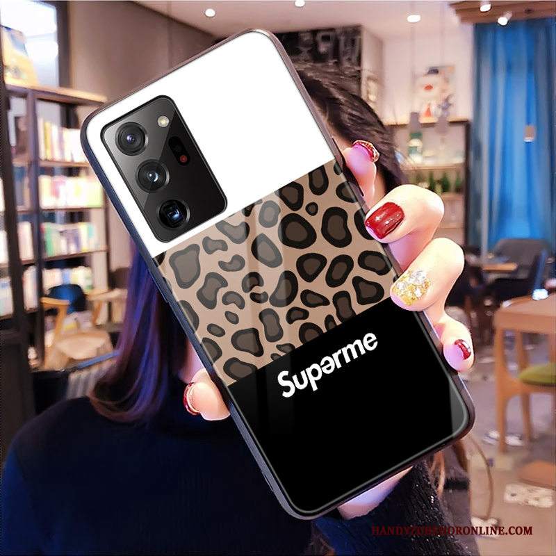 Custodia Samsung Galaxy Note20 Telefono Rosa, Cover Samsung Galaxy Note20 Vetro Leopardate