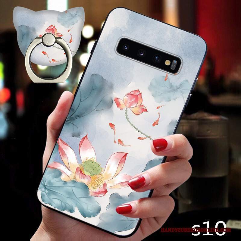 Custodia Samsung Galaxy S10 Creativo Marchio Di Tendenza Morbido, Cover Samsung Galaxy S10 Silicone Verde Di Personalità