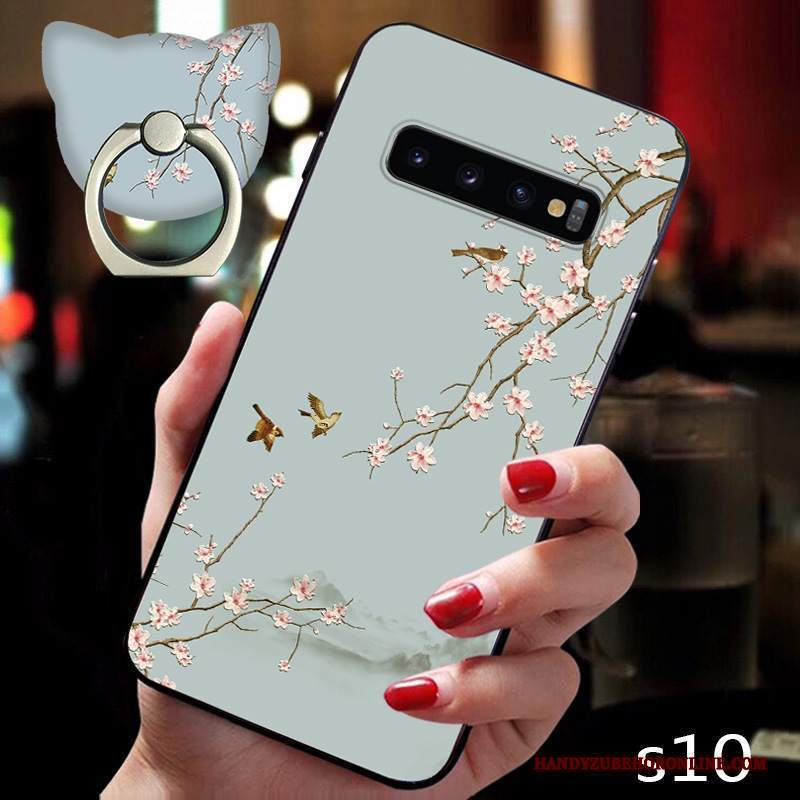 Custodia Samsung Galaxy S10 Creativo Marchio Di Tendenza Morbido, Cover Samsung Galaxy S10 Silicone Verde Di Personalità