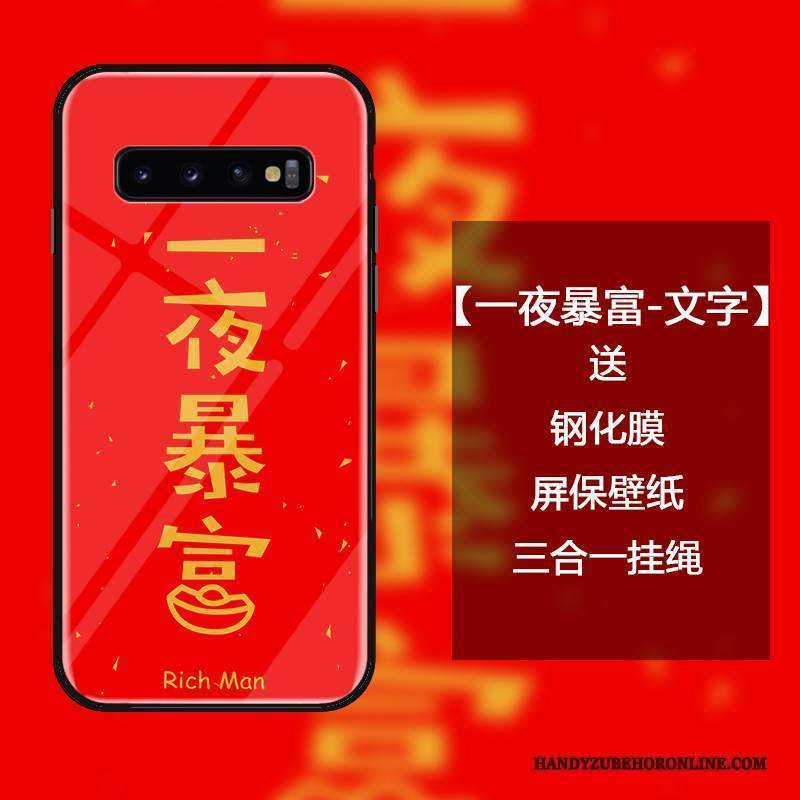 Custodia Samsung Galaxy S10 Creativo Rosso Di Personalità, Cover Samsung Galaxy S10 Protezione Tutto Incluso Ornamenti Appesi