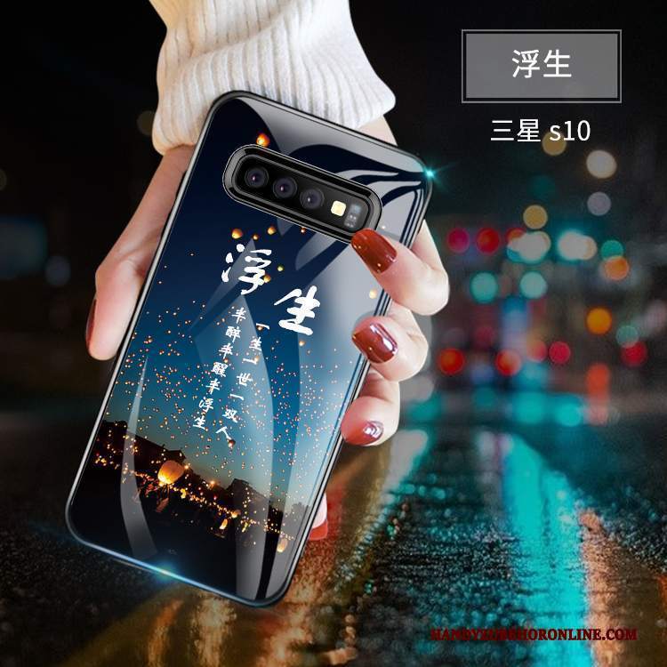 Custodia Samsung Galaxy S10 Creativo Telefono Blu, Cover Samsung Galaxy S10 Silicone Di Personalità Vetro